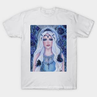 Goddess with roses and butterflies by Renee Lavoie T-Shirt